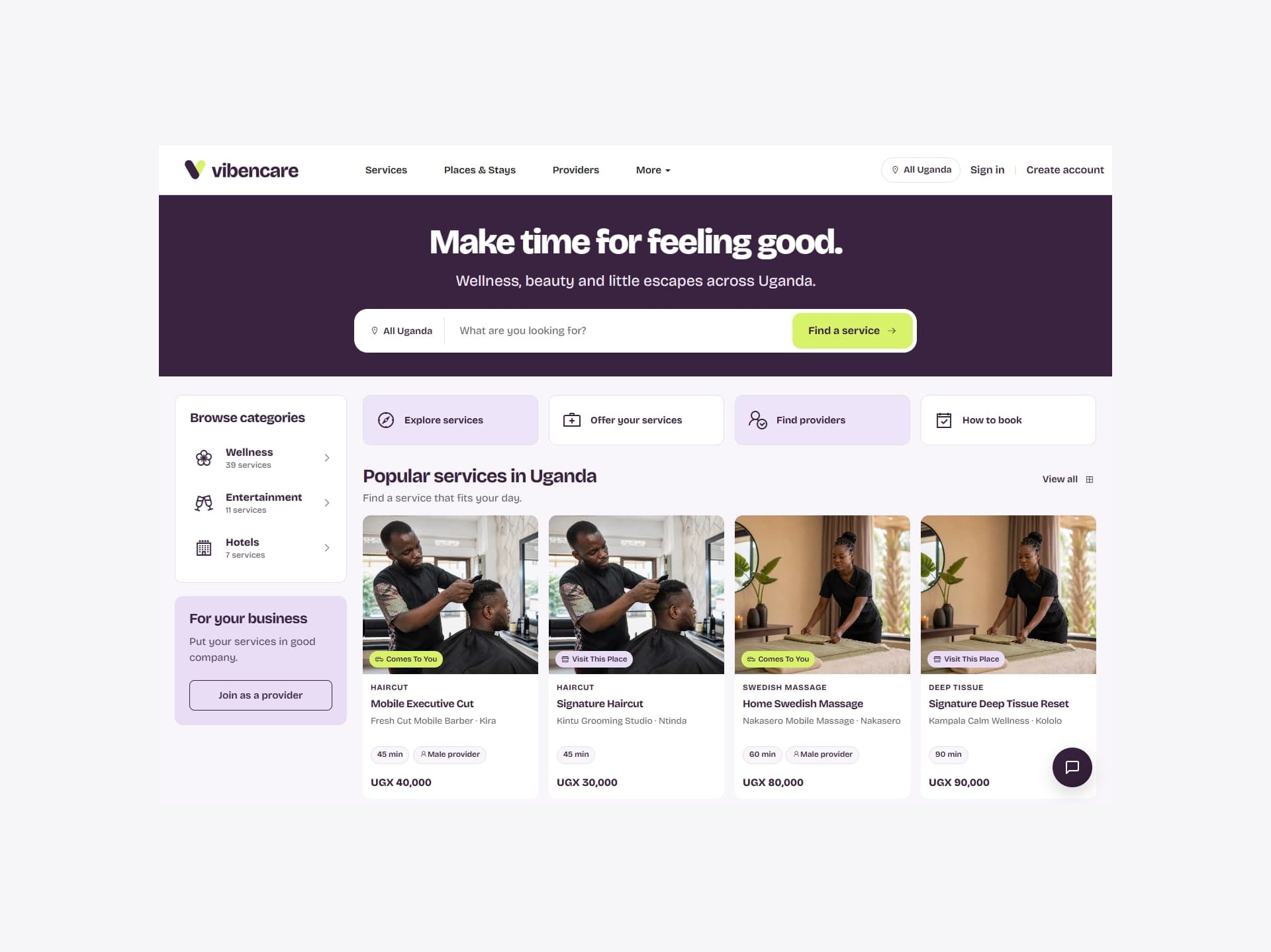 Screenshot of the VibenCare interface
