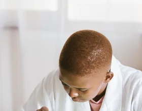 Black technician repairing computer hardware