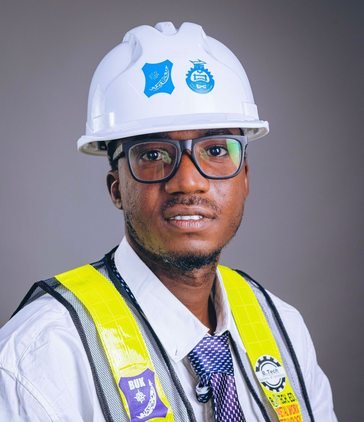 African engineer wearing a helmet and safety vest