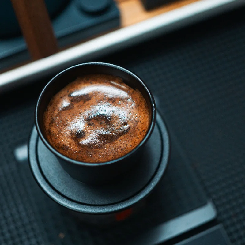 A cup of freshly brewed coffee