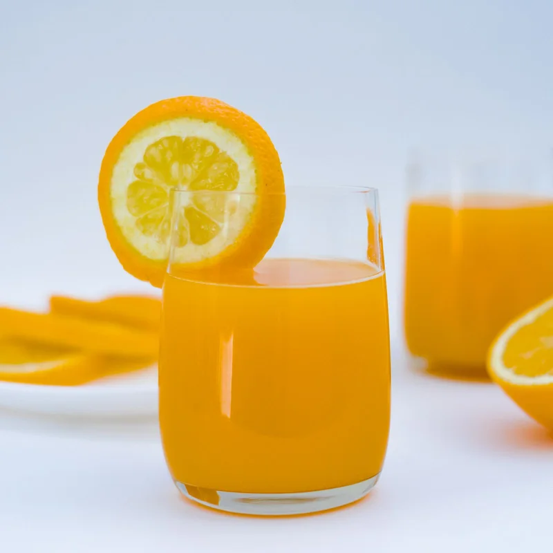 Fresh orange juice served in glasses