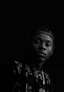 Black and white studio portrait in Kampala