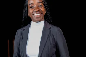 Professional woman in a dark suit