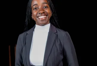 Professional woman in a dark suit