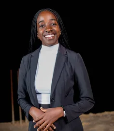 Professional woman in a dark suit