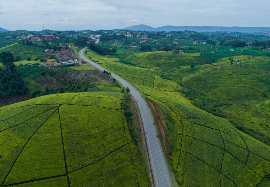 Lush green hills and countryside in Uganda